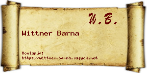 Wittner Barna névjegykártya